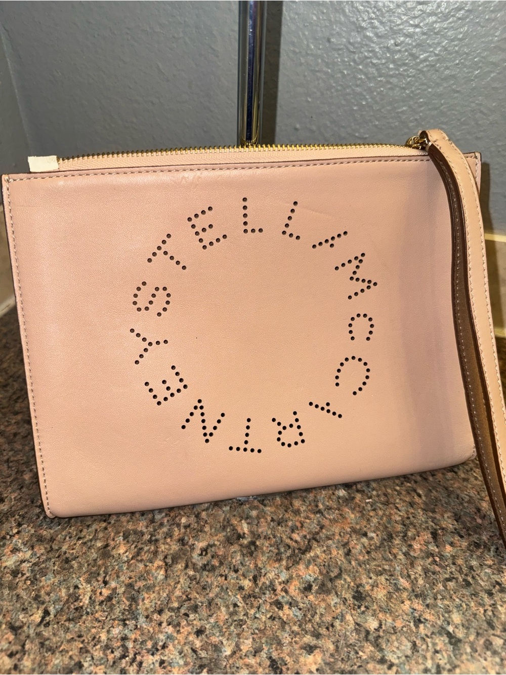 Stella McCartney blush Pink Perforated Logo Wristlet EUC - Picture 6 of 7